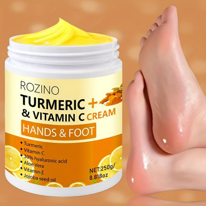 Turmeric Hand & Foot Cream 250g - Anti-Crack Deep Moisturizing Repair Cream for Dry Cracked Heels, Elbows, Ankles & Hands, Intensive Hydrating Skin Care