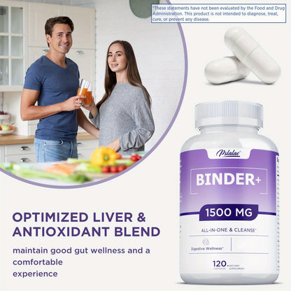13-in-1 Binder Supplement 120 Capsules – Activated Charcoal, Zeolite & Bentonite Clay – Liver & Gut Health Support for Digestive Detox & Cleanse – Daily Wellness Formula