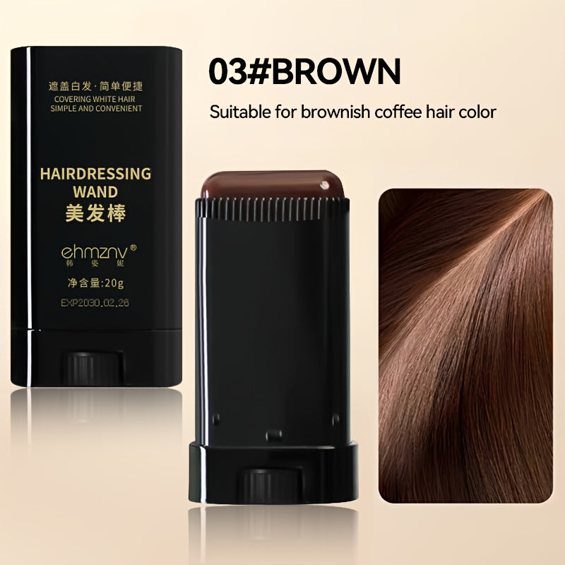 Hair Color Stick with Comb — Waterproof, Sweat-Resistant, Instant Gray Root Coverage, Plant-Based Squalane Formula, Easy to Clean, 3 Shades: Black, Black Brown, Brown