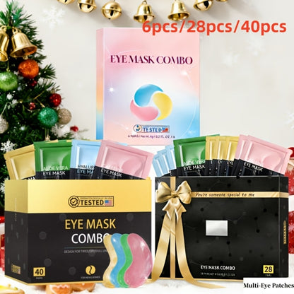 Under Eye Mask Patches 40 Pairs Collagen Caffeine Aloe Vera 4 Types Eye SPA Multi-Color Moisturizing Daily Eye Care Gift Set for Women All Skin Types