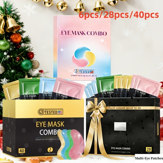 Under Eye Mask Patches 40 Pairs Collagen Caffeine Aloe Vera 4 Types Eye SPA Multi-Color Moisturizing Daily Eye Care Gift Set for Women All Skin Types