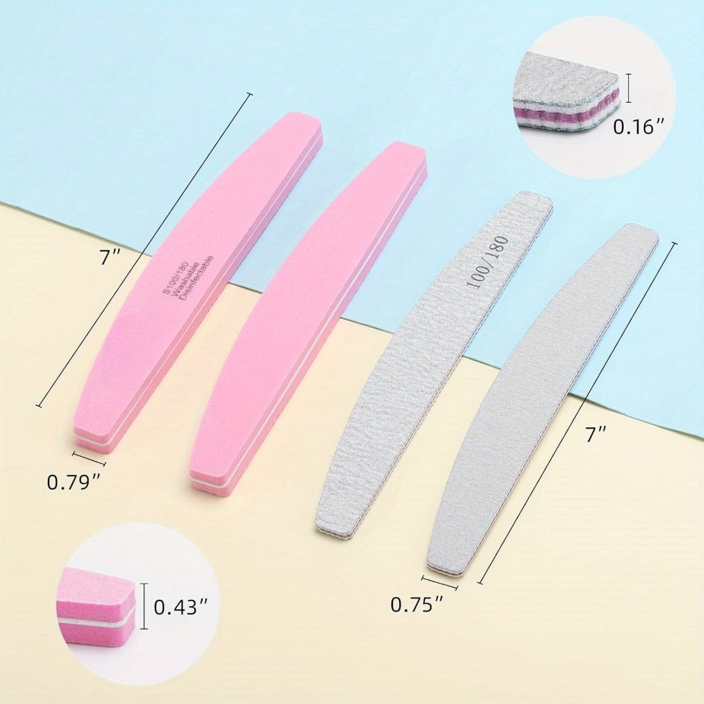20/35pcs Professional Nail Files & Buffers - Heavy//Dusk/Dinner Bell (100/180 Grit) Double-Sided Sanding Boards, Reusable Polishable Blocks for Manicure, Pedicure - Suitable for & Salon Use, Non-Removable Abrasive Faces
