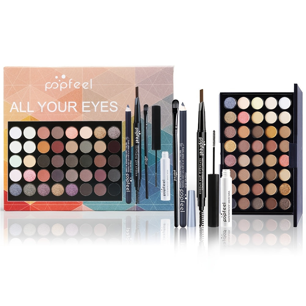 [Christmas Valentine's Day] 40-Color Christmas Eye Shadow Palette Makeup Set Tools Mascara Eye Shadow Brush Eyeliner Eyebrow Pencil Combination Set Beginner Makeup Tools Valentine's Day Gift Winter Makeup Valentines Day Gifts