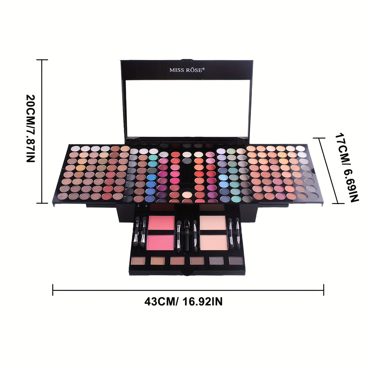 [Easter Mother's Day] MISS ROSE 190-Color All-in-One Full Face Makeup Palette Kit, 4-in-1 Eyeshadow Blush Powder Eyebrow, Durable Fadeless Shiny Natural Foundation, 8 Brushes Mirror Set, Professional For Women Girls Beginners, Perfect Gift For Easter & Mo