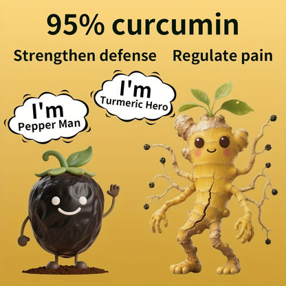 Turmeric Gummies with Black Pepper & Mint — High-Absorption Anti-Inflammatory Supplement | Joint, Immune & Digestive Health Support | Natural Curcumin Formula | 60 Gummies per Bottle