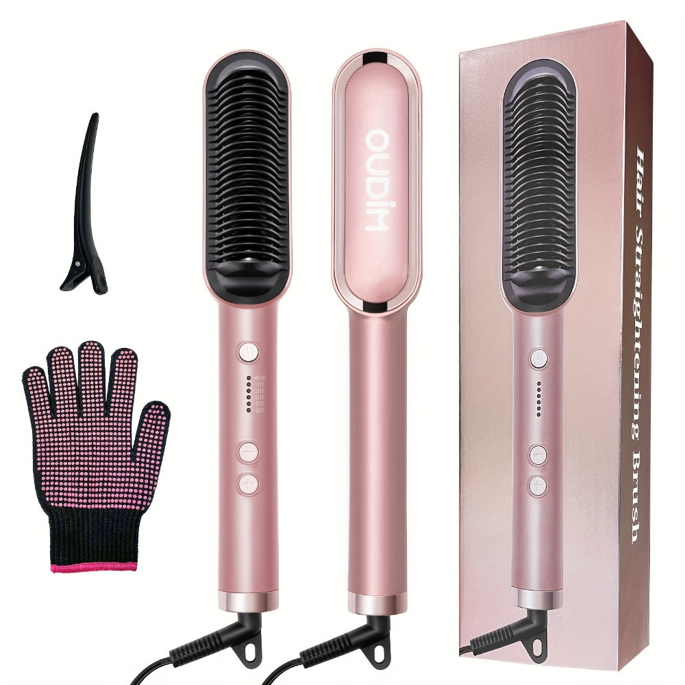 Straightening Comb And Curling Iron Set, Hair Curler, Hair Straightening Brush Flat Iron for Women, Anti-Scald, Quick, Precise Temperature Control, Auto Shuts Off, Suitable for Home, Office And Travel, Gifts for Birthday, Wow Hair Products