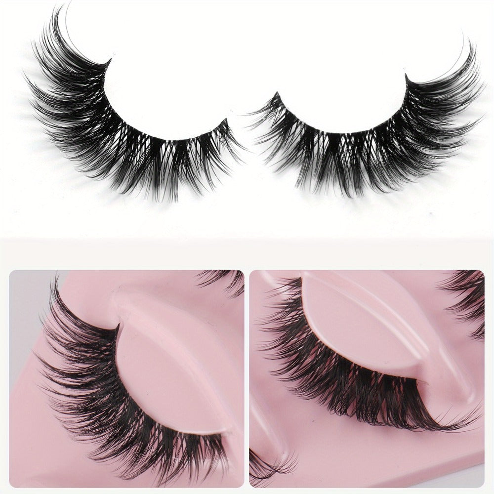 3Boxes(15pairs) Cat Eye Eyelashes 3D Natural False Lashes Fluffy Soft Cross Clear Band Lashes Manga Lashes Wispy Eyelash Makeup