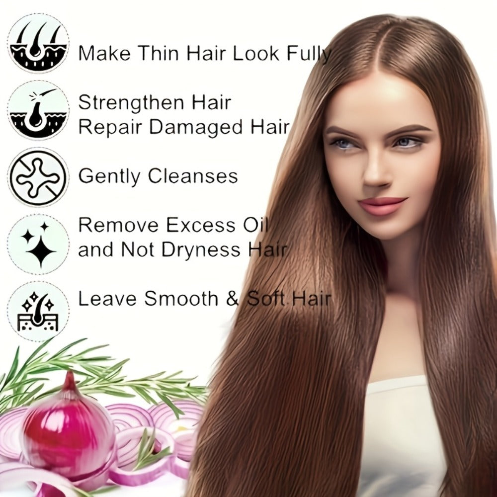 Shampoo & Conditioner Set with Onion Extract, Biotin, Rosemary & Jojoba — Nourishing, Strengthening, Anti-Dandruff, Smoothing for Dry Rough Hair, Natural Hair Moisturizer