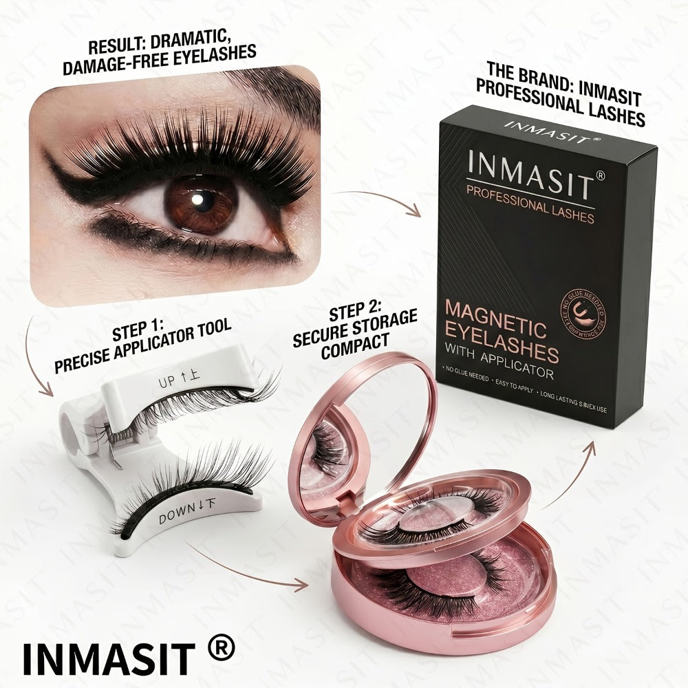 Local Repository Magnetic Eyelashes - Magnetic False Eyelashes Set, Glue-Free, Black/Pink Options with Applicator, Reusable & Waterproof Cat Eye Style, Ideal for Daily Wear/Parties/Valentine's Day Gifts, Must-Have for Women's Makeup