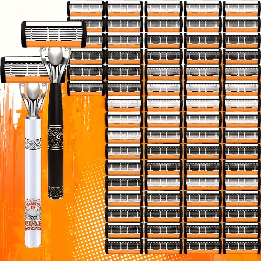This Classic Men's Razor Comes With 72 Ultra-sharp And Durable Blades, And Its Progressive Design Ensures A Safe, Smooth And Painless Shaving Experience. Comes With 2 Non- Slip Handles, Perfect For Holiday Gifts