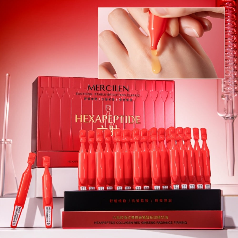 Mercilen 6-Peptide Collagen Red Ginseng Serum*30, Contains Hyaluronic Acid, Ceramide, Plant Squalane to Moisturize And Brighten Light Beige, Makes Light Beige Look YoungerTravel Portable Packaging,, Facial Hydration, Fastabsorbing Formula, Nongreasy Textu