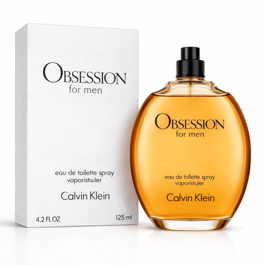 Calvin Klein Obsession for Men Eau de Toilette 4.2oz / 125ml – Travel Bottle with Box (No Cap) | Warm Spicy Woody Men’s Cologne | Long-Lasting Classic Fragrance