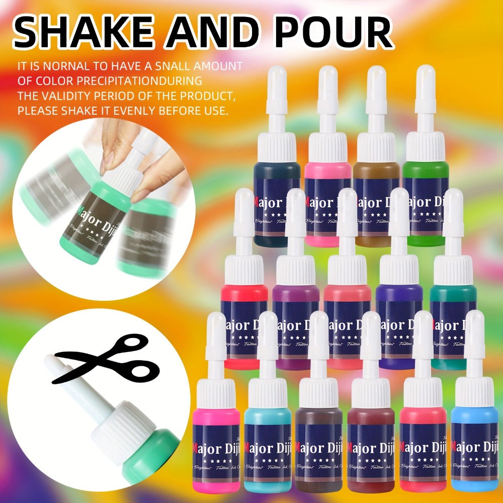 Tattoo Ink Set 54 Colors - Professional Permanent Tattoo Ink Kit for Artists & Beginners, Vibrant Full Color Palette, Long-Lasting Pigment for Tattoo Machine & Gun, Complete Tattoo Supply