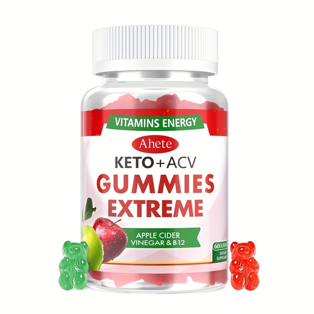 [KETO+ACV]AHETE Apple Cider Vinegar Gummies- Made with Beet Juice, Combined with Vitamin B12, Vegan Formula, Supports Gentle Digestion And Antioxidant Effects. 60pcs Per Bottle, Sufficient for One Month's Supply.