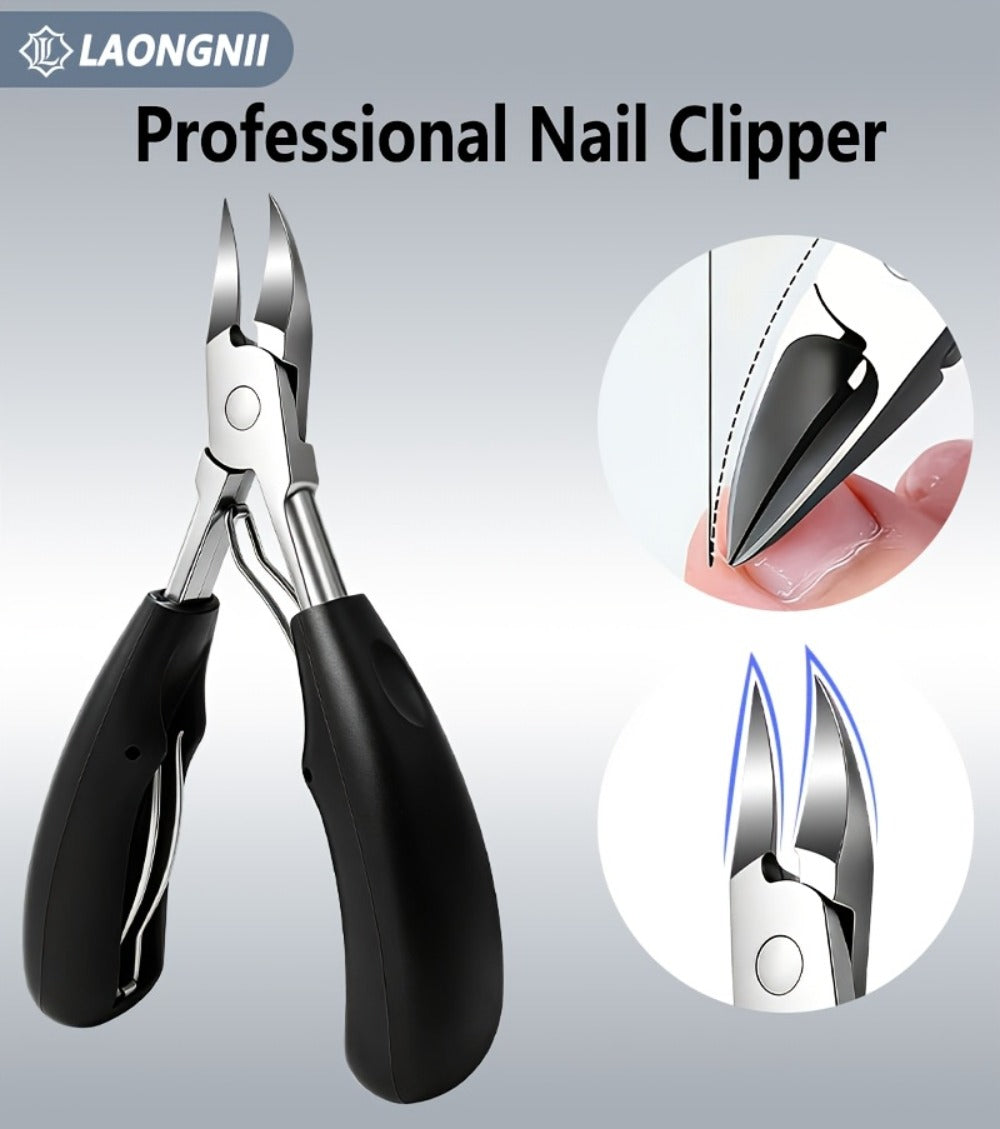 [Nail Care Set] 7pcs Nail Care Set, Suitable For Ingrown Toenails And Thick Toenails - Equipped With Nail File, Cuticle Nipper And Dead Skin Tool - Toenail Clippers With Angled Head & Curved Blades - Classic Black Handle For Men, Women & Elderly, Personal