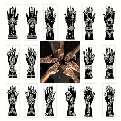 Tattoo Stencils 8-Piece Set Vintage Ramadan Henna-Style Designs | Reusable Body Art Stencils for Brides Bridal Party | Valentine's Day New Year Celebration Skin Decoration Stickers