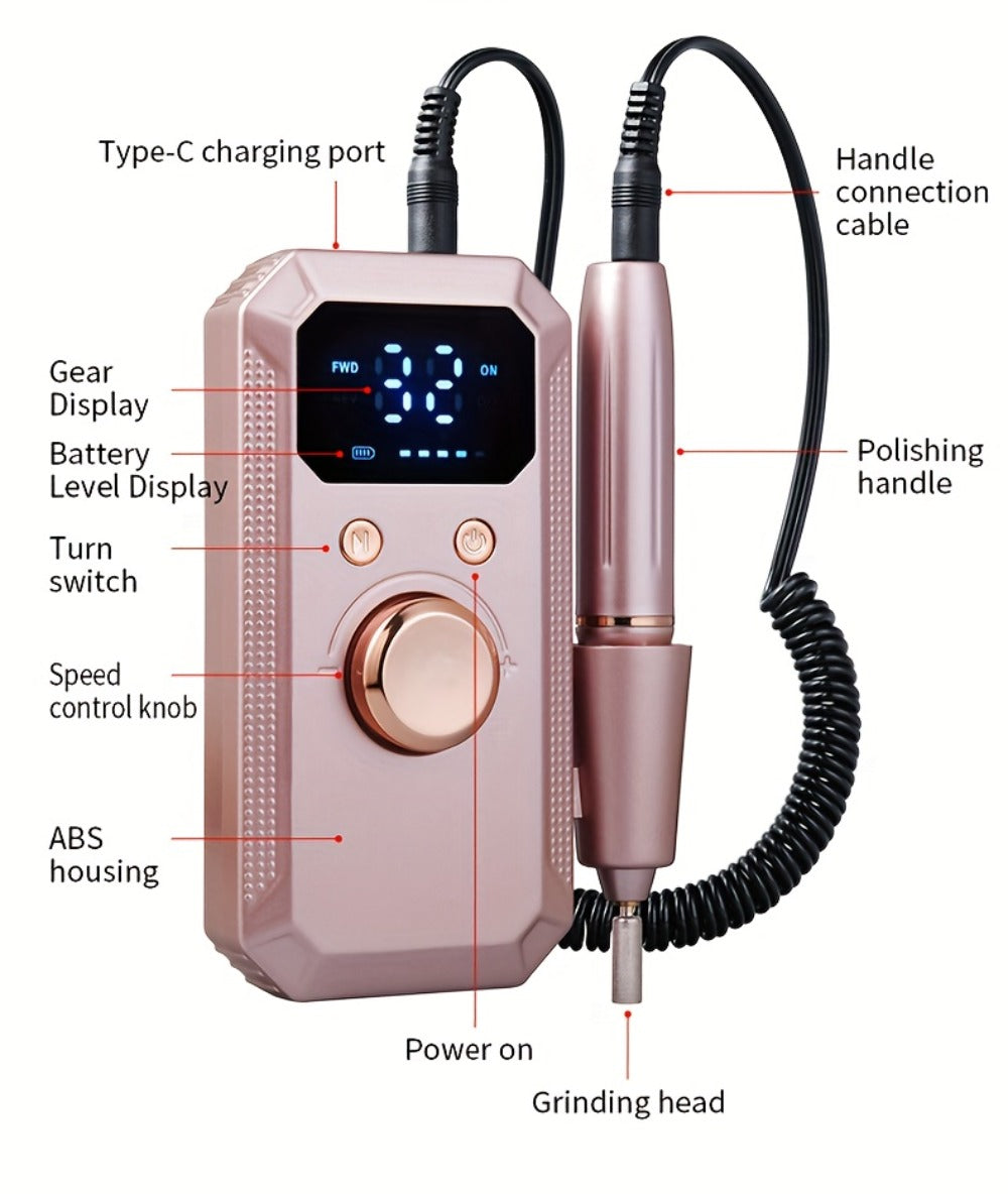 This Electric Nail Grinder Is Rechargeable And Comes with 11 Grinding Heads And 20 Sanding Rings, Perfect for High-Speed Salon Use at Home, Making It a Great Gift for