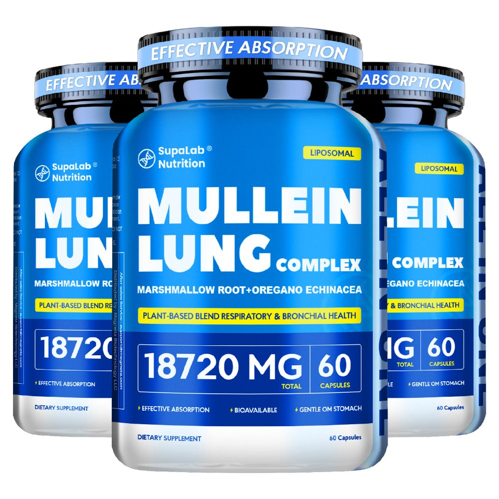Lung Health And Respiratory Wellness, 12000Mg Mullein Leaf with Quercetin for Bronchial, Breath, Immune Health, Breathing Ease And Seasonal Comfort, 60 Capsules