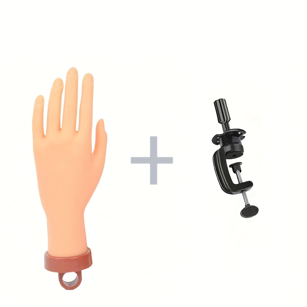 Nail Art Practice Hand Model with a Small Desktop Stand, Suitable for Beginners to Practice Nail Art, Training Practice Glove Set
