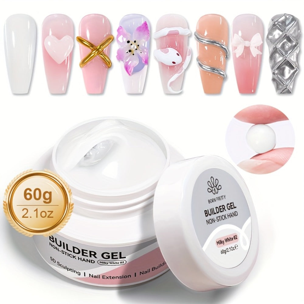 BORN PRETTY 60G Sculpting Gel No-Sticky Quick Extension Nail Gel Polish Clear Milky White 3D Carving Molding Glue Soak Off Construction Gel Vernis