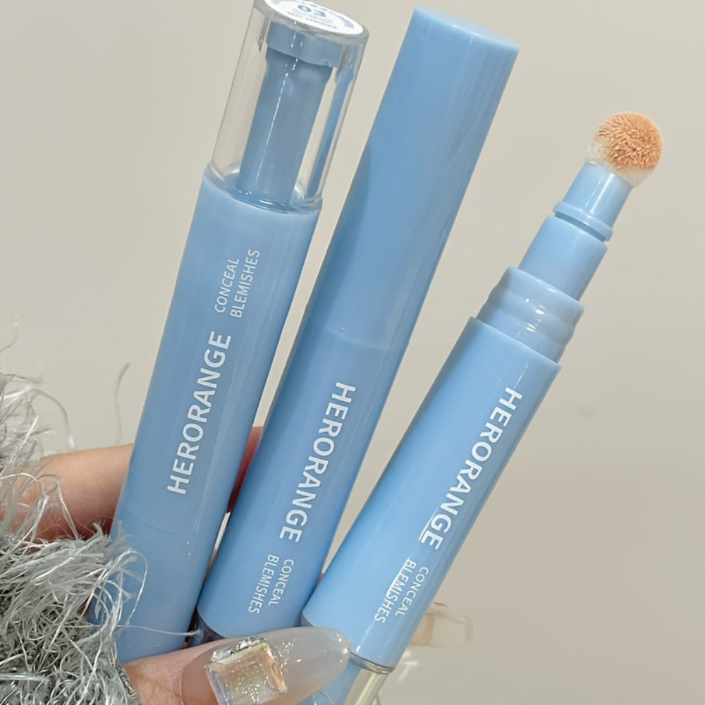 Concealer Pen Air Cushion Sponge Tip 3-Pack Herorange Thin Tip Cover Dark Circles Spots Tear Trough Brightening Moisturizing Contour Buildable Coverage Long-Lasting Natural Finish Makeup Set