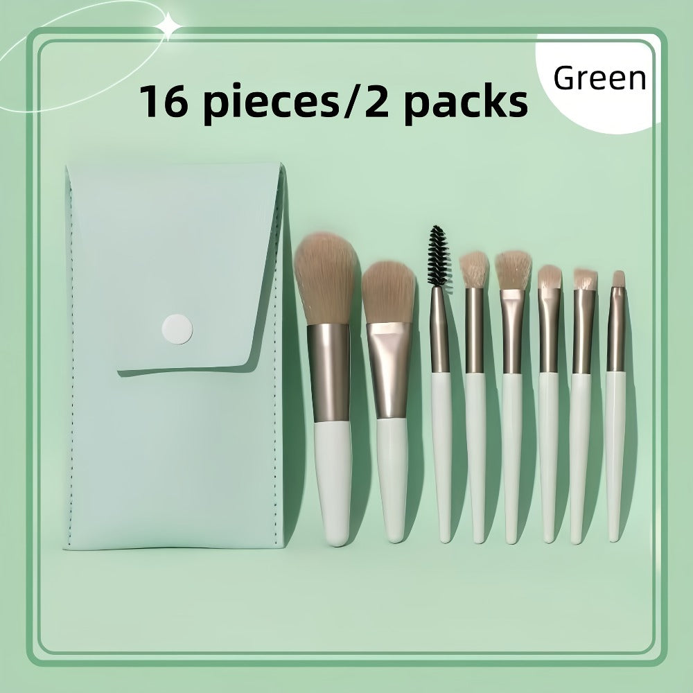 16pcs Makeup Brush Set, Including Blush Brush, Angled Eyebrow Brush, Powder Brush, Eyeshadow Brush, Nose Contour Brush, Lip Brush| Portable Makeup Tools Suitable For Women, Fragrance-free Beauty Tools For The Face For Beginners And Makeup Lovers
