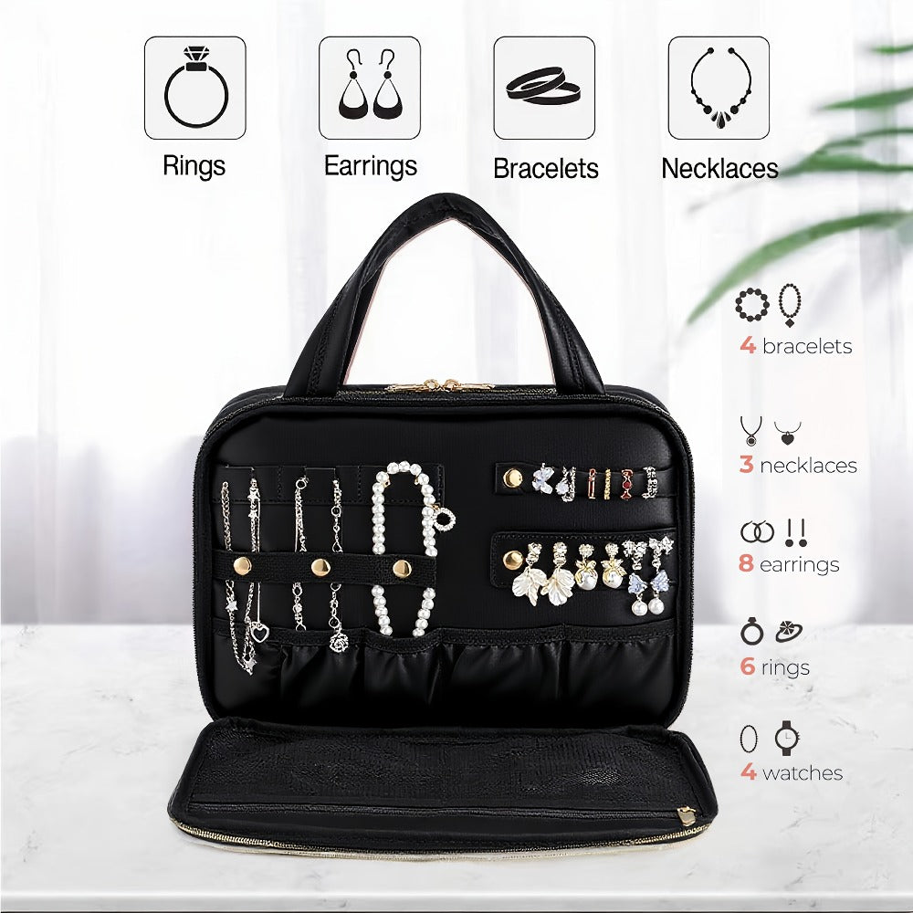 Hanging Travel Toiletry Bag Large Cosmetic Organizer for Full-Size Products Hanging Travel Makeup Bag Waterproof Bathroom Organizer Pink Beige Black