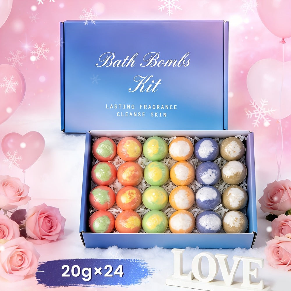 A New Set Of 24 Bath Bombs Handmade Bubble Bath Fizzes Rich In Essential Oils, Perfect For Wife Girlfriend Sisters On Birthday Christmas Halloween Anniversary Best For Festival Gift