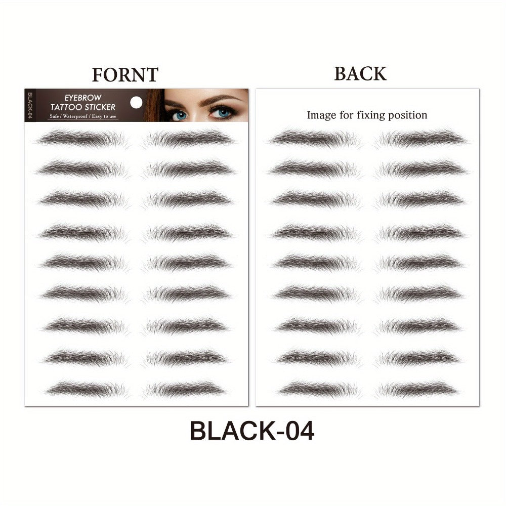 8 Waterproof And Sweat-Proof 6D Black Eyebrow Temporary Tattoo Stickers - Natural Look, Quick Application, One-Time Use, Halloween Magic Trick Or Treat Ideal Choice for Ladies And Girls, Eyebrow Tattoo Waterproof
