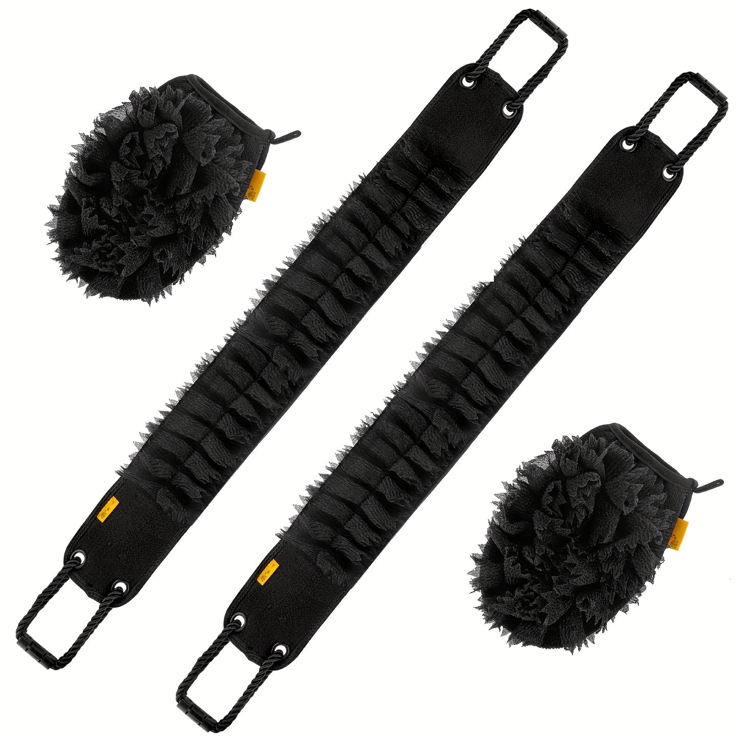 Exfoliating Back Scrubber & Body Scrub Towel Set 2pc & 4pc - Dual-Sided 36" Back Brush with Non-Slip Handles & Bath Glove for Deep Cleansing, Skin Exfoliation & Shower Spa