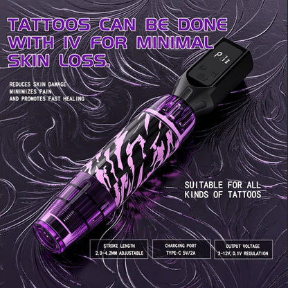 Wireless Tattoo Gun Kit Complete Set - 1500mAh Battery, 10 Tattoo Needles, 7 Ink Bottles & Full Supplies for Beginners & Professional Tattoo Artists, Perfect Gift