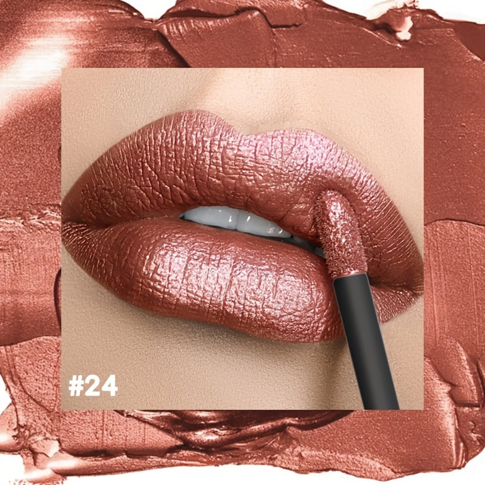 Metallic Lip Gloss High Gloss Long-Lasting Non-Stick Lip Plumper Glossy Lipstick for Women Portable Party Date Daily Makeup Gift 11 Shades