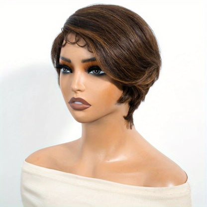 Body Wave Bob Wig Human Hair 4x1 Lace Frontal Glueless Pre Cut 6 Inch Highlight Brown Lace Front Wig for Women Beginner Friendly