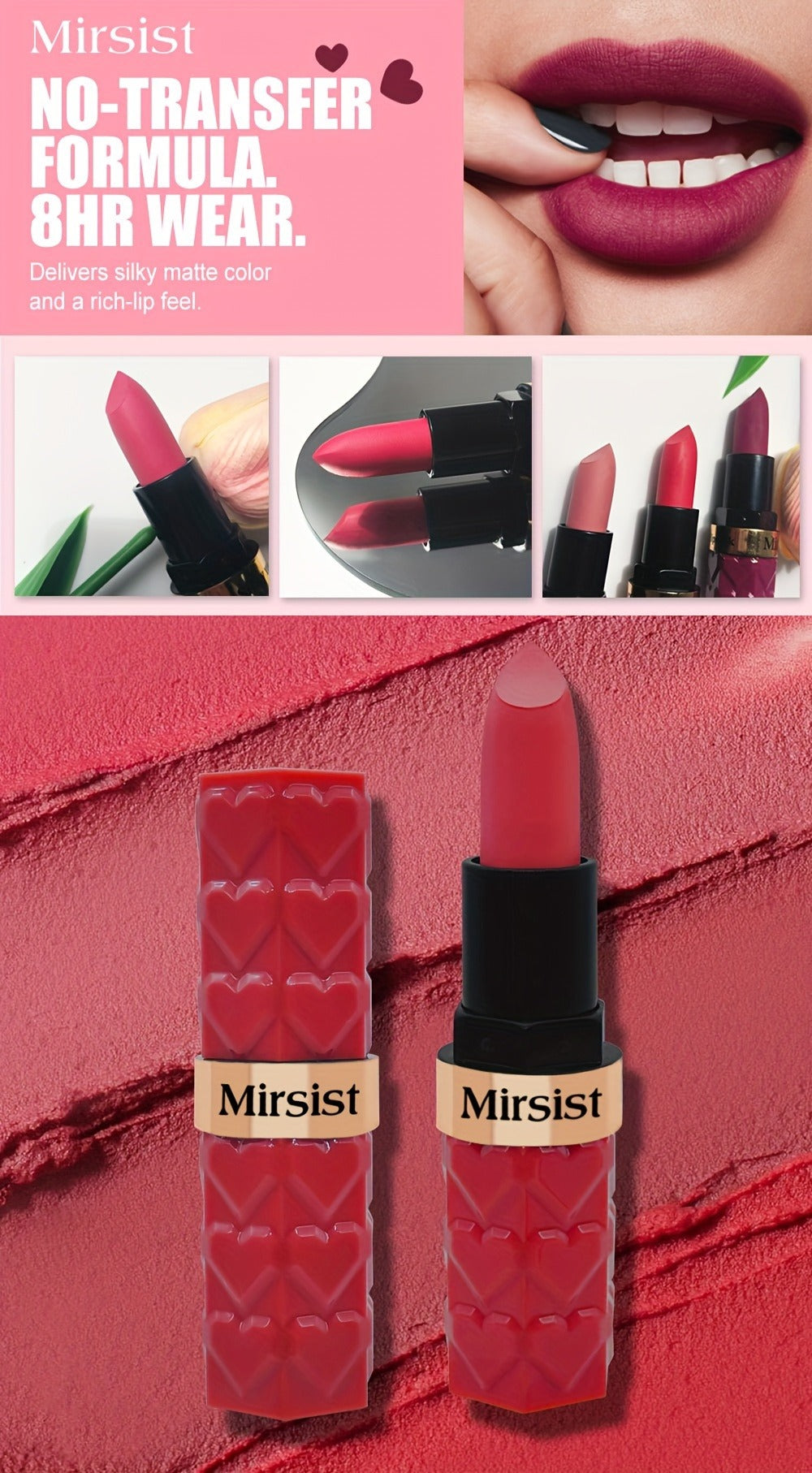 Matte Lipstick Set 6 Colors Waterproof Long Lasting Lip Gloss - Smudge Proof Non-Fading Velvet Lip Color Berry Red Tones for All Skin Types Daily Wear Special Events Holiday Gift
