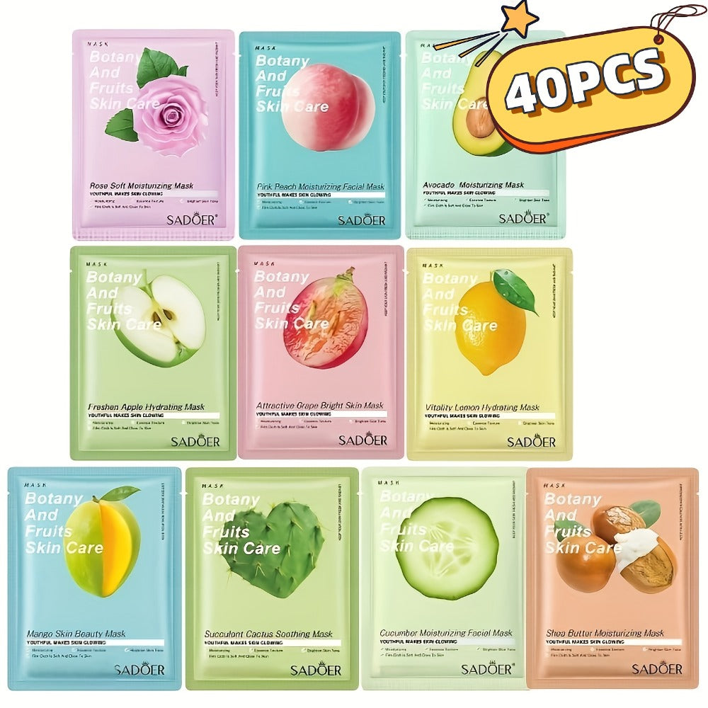 40 Masks Rich In Fruit And Rose Essence, Hydrating And Moisturizing In Winter, Ideal Women's Day And Mother's Day Gifts for Best Friends And Mothers.Christmas Skincare Products