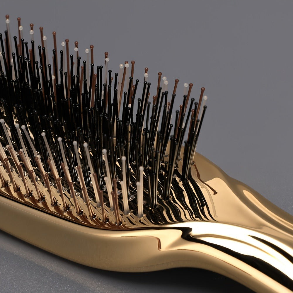 1pc Electroplated Hairdressing Comb Scalp Massage Air Cushion Comb Anti-static Hairdressing Comb with Gift Box