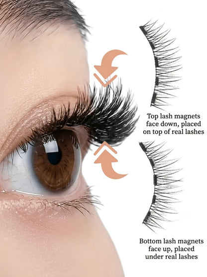 No Glue Magnetic Eyelashes 8Pcs Reusable Double Magnetic False Lashes Set – Natural Makeup Effect with Applicator & Tweezers for Daily Wear, Parties, Travel & Gift for Mom