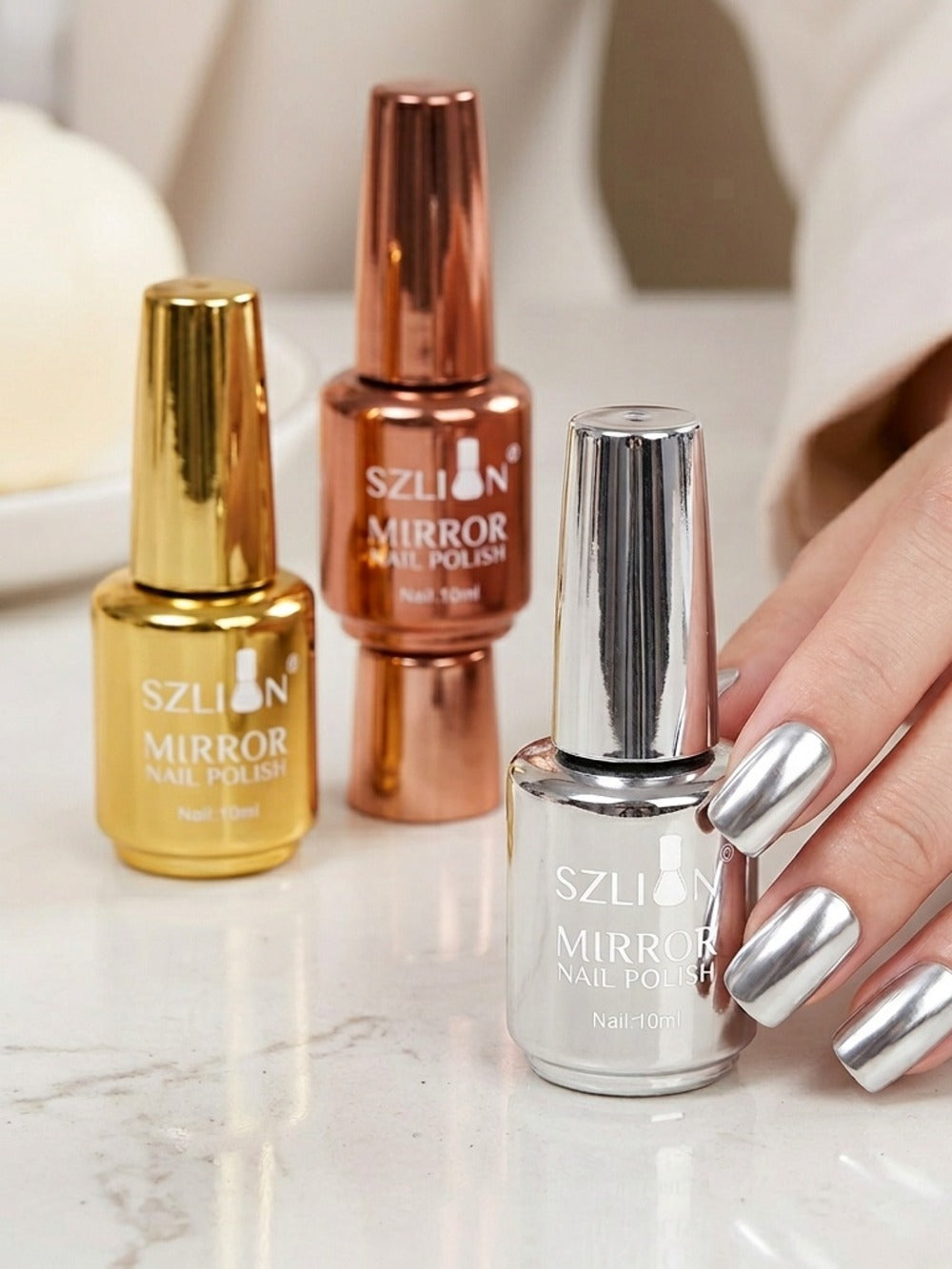 Metallic Nail Polish Set 12PCS Mirror Chrome 3D Effect Nail Art Colors - Built-in Fine Brush Metal Paint for Salon DIY Nail Design Manicure Gift