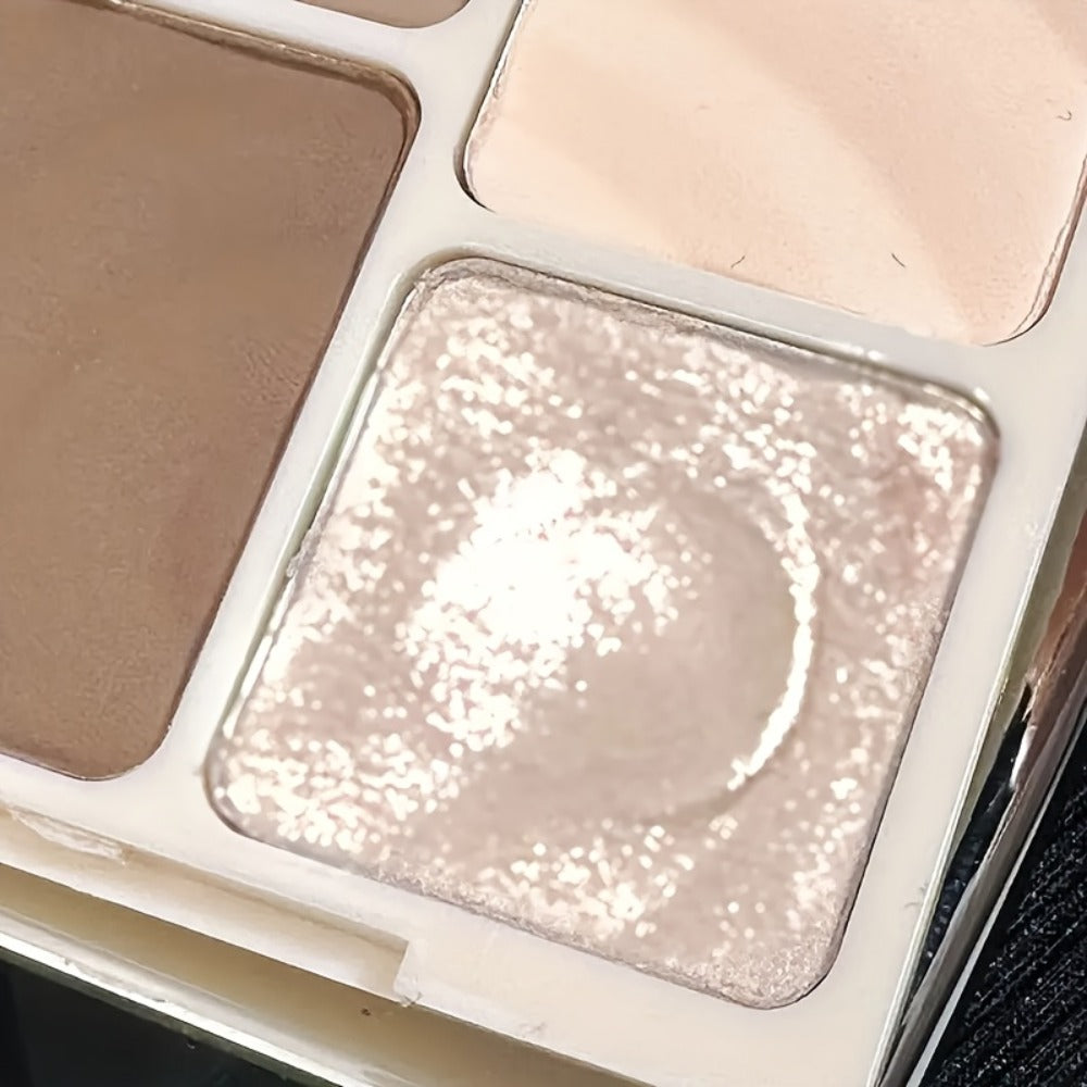 Contour Palette 4 Colors - Matte & Glossy Shades for Face Contouring, Highlighting & Eyeshadow | Multifunctional Bronzer Blush Palette for Sculpting & Defining Facial Features | Everyday Makeup