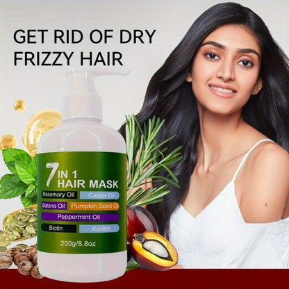 Deep Moisturizing Hair Mask 7-in-1 with Multi-Oil Blend – Lightweight Hair Cream for Dry & Damaged Hair | Nourishing, Fast-Absorbing Treatment | 250g