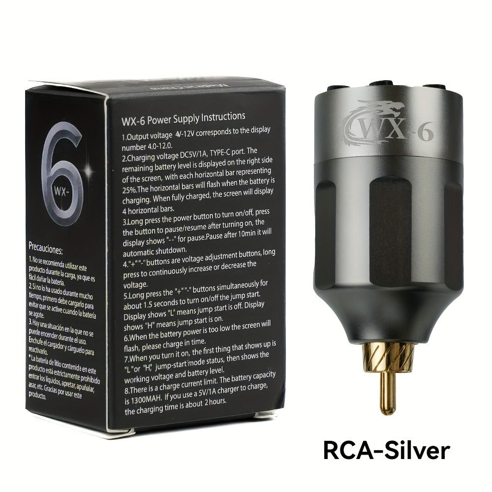Tattoo Battery Wireless Power Supply, Portable Rechargeable Coreless Motor for Tattoo Pen, with LED Digital Display, RCA/DC Connector, Rotary Tattoo Machine Makeup Equipment