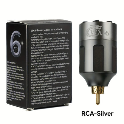 Tattoo Battery Wireless Power Supply Portable Rechargeable - LED Digital Display RCA DC Connector Coreless Motor for Rotary Tattoo Pen Machine Red Silver Black