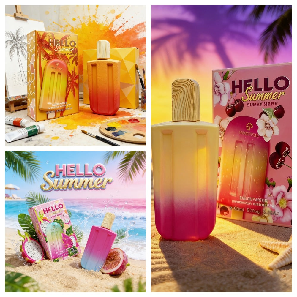 Eau de Parfum for Women Tropical Fruit Scent Popsicle Bottle Long Lasting Summer Fragrance 3.38 fl oz Novelty Cute Perfume Gift for Her Gradient Red Blue Purple