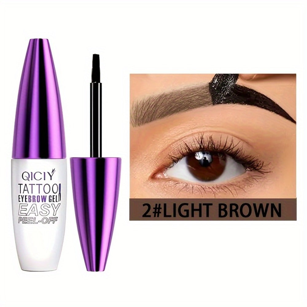 Tattoo Eyebrow Gel 4-Pack Semi-Permanent — Waterproof Long-Lasting Eyebrow Tint Cream with Plant-Based Squalane, Easy Peel-Off, 4 Shades All Skin Types