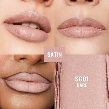 Nude Lipstick Set Oulac Satin Finish - Lightweight Moisturizing Full Coverage Lip Color, Cream-to-Satin Formula, 12g Each, Gift-Ready for Women All Skin Tones (LT-SG Nude Set 2 & 3)