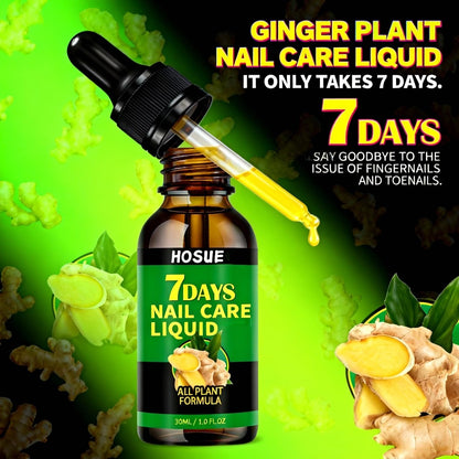 Nail Care Liquid Ginger Plant Formula 1.01oz Fixes Uneven Yellowing Gray Nails in 7 Days Daily Nail Treatment After Manicure HOSUE 2-Piece Set