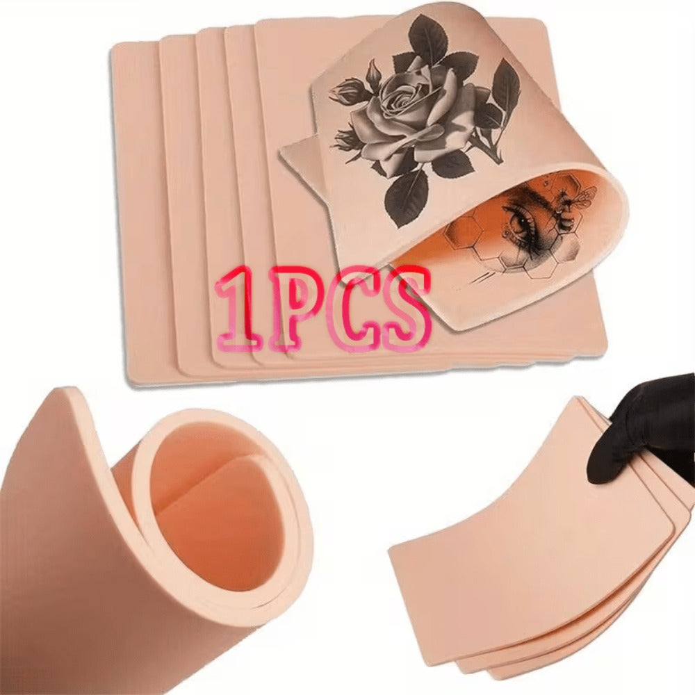 Tattoo Practice Skin Silicone — Double-Sided Flexible Fake Skin, 1mm Thickness, Simulates Real Skin Curvature, for Tattoo Artists & Beginners, Eyebrows & Lips PMU Training