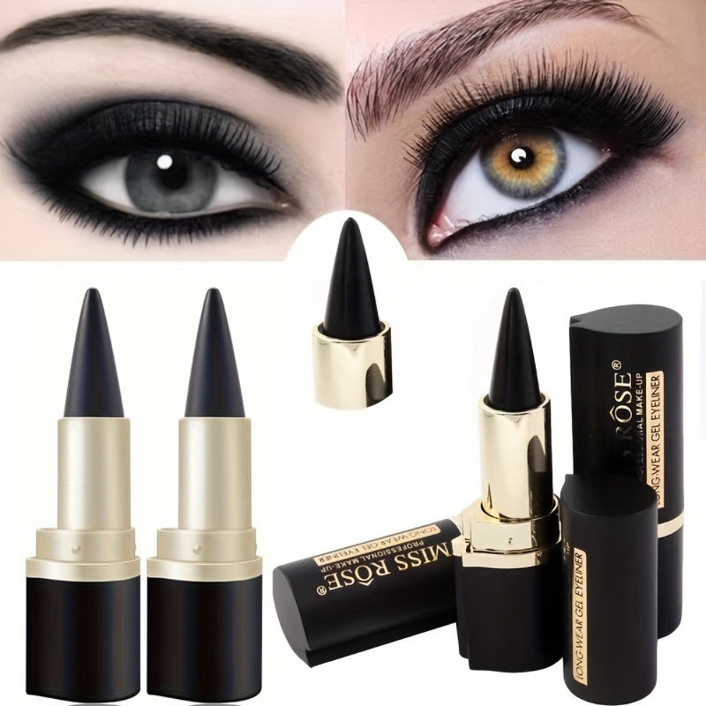Matte Eyeliner Gel Pencil 3pcs Black Waterproof Long-Lasting Smudge-Proof Creamy Single Tip Eye Liner Sweat-Resistant Gentle Skin Professional Eye Makeup Women
