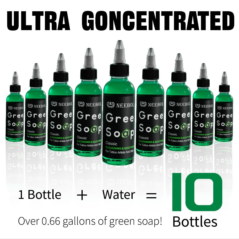 Neebol Green Soap Tattoo Cleaning Solution for Skin Prep Before And After Tattooing, Tattoo Supplies, Tattoo Kit, 8.5oz Tattoo Soap with Squeeze Bottle, Moisturizing Tattoo Balm Cream for Vibrant Color, Tattoo Wipes Cleasing Cloth, Easter Gifts