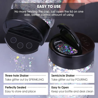 Chunky Glitter Set 4 Boxes 200g — Holographic Laser Diamond Metallic Flakes for Epoxy Resin, Tumblers, Scrapbooking, Crafts & Festive Decorations, Mixed Colors